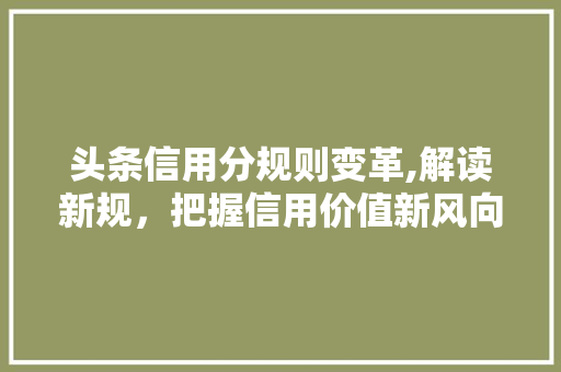 头条信用分规则变革,解读新规，把握信用价值新风向