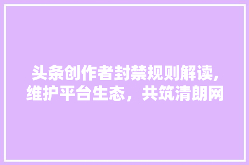 头条创作者封禁规则解读,维护平台生态，共筑清朗网络空间