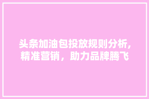 头条加油包投放规则分析,精准营销，助力品牌腾飞