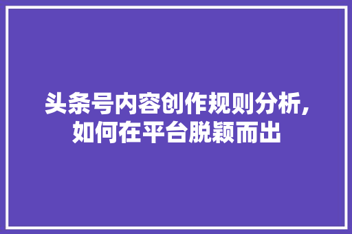 头条号内容创作规则分析,如何在平台脱颖而出 PHP