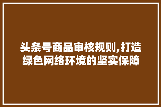 头条号商品审核规则,打造绿色网络环境的坚实保障