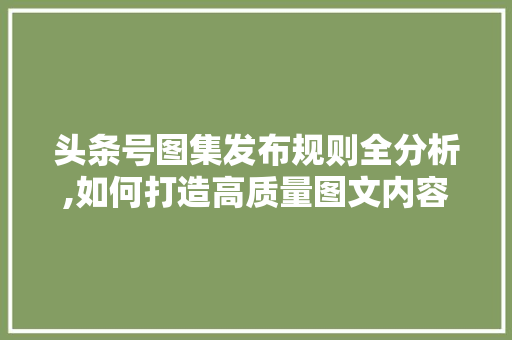 头条号图集发布规则全分析,如何打造高质量图文内容