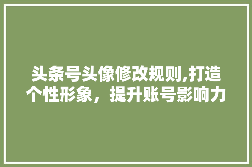 头条号头像修改规则,打造个性形象，提升账号影响力