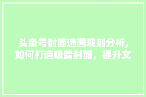 头条号封面选图规则分析,如何打造吸睛封面，提升文章曝光率