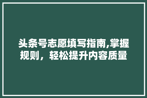 头条号志愿填写指南,掌握规则，轻松提升内容质量