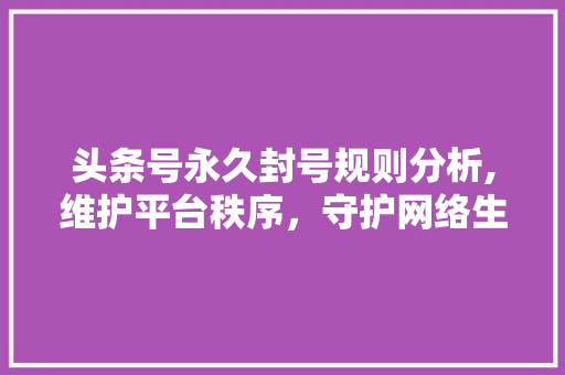 头条号永久封号规则分析,维护平台秩序，守护网络生态