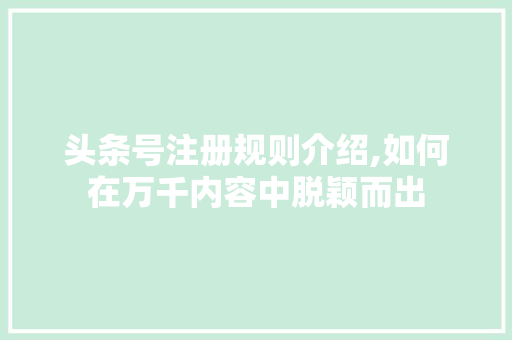 头条号注册规则介绍,如何在万千内容中脱颖而出