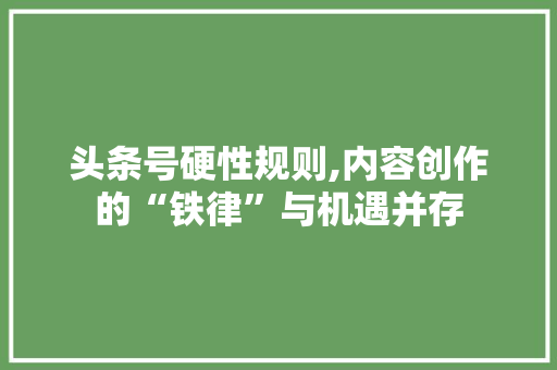 头条号硬性规则,内容创作的“铁律”与机遇并存