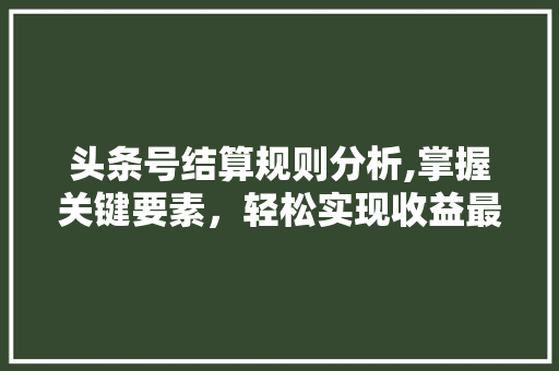 头条号结算规则分析,掌握关键要素，轻松实现收益最大化