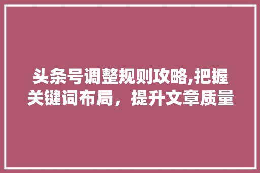 头条号调整规则攻略,把握关键词布局，提升文章质量与传播力