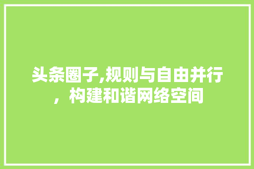 头条圈子,规则与自由并行，构建和谐网络空间