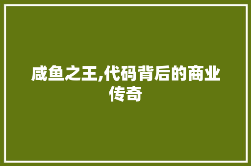 咸鱼之王,代码背后的商业传奇