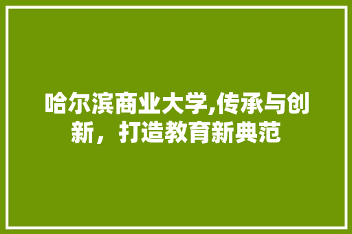 哈尔滨商业大学,传承与创新，打造教育新典范