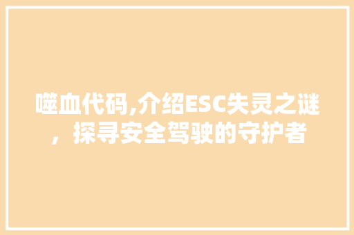 噬血代码,介绍ESC失灵之谜，探寻安全驾驶的守护者