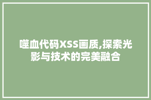 噬血代码XSS画质,探索光影与技术的完美融合