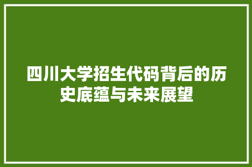 四川大学招生代码背后的历史底蕴与未来展望