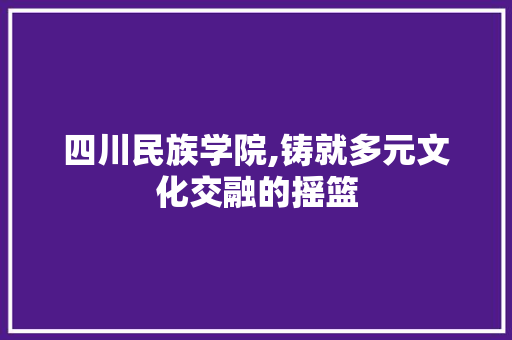 四川民族学院,铸就多元文化交融的摇篮