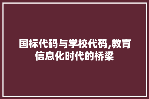 国标代码与学校代码,教育信息化时代的桥梁