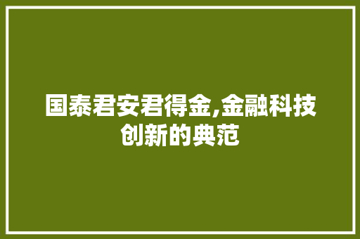 国泰君安君得金,金融科技创新的典范