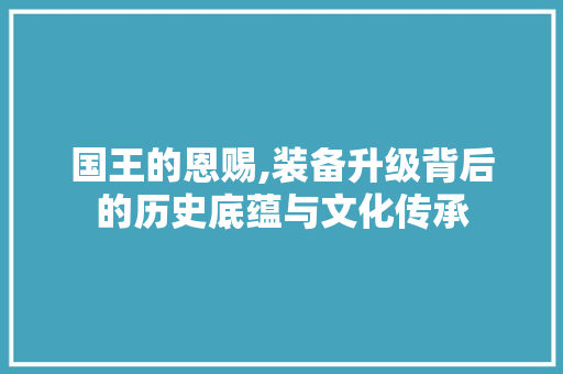 国王的恩赐,装备升级背后的历史底蕴与文化传承