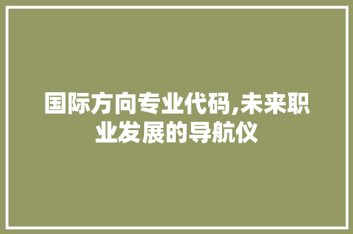 国际方向专业代码,未来职业发展的导航仪