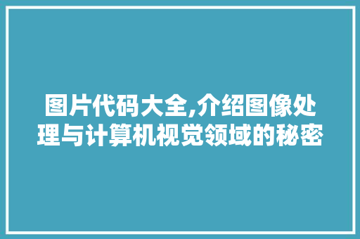 图片代码大全,介绍图像处理与计算机视觉领域的秘密武器