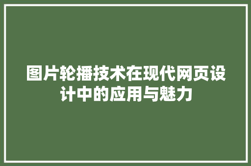 图片轮播技术在现代网页设计中的应用与魅力