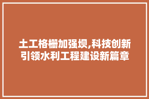 土工格栅加强坝,科技创新引领水利工程建设新篇章