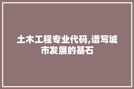 土木工程专业代码,谱写城市发展的基石