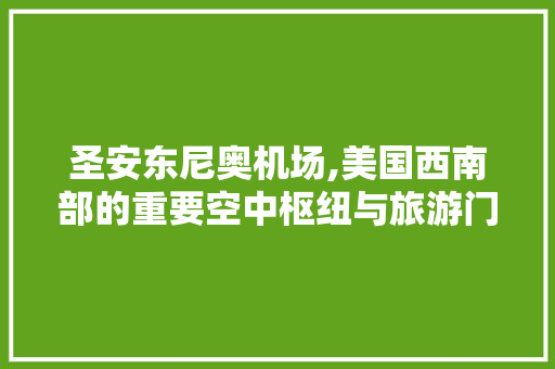 圣安东尼奥机场,美国西南部的重要空中枢纽与旅游门户