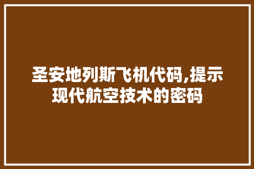 圣安地列斯飞机代码,提示现代航空技术的密码