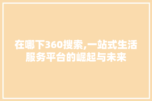 在哪下360搜索,一站式生活服务平台的崛起与未来