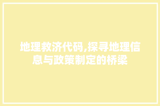 地理救济代码,探寻地理信息与政策制定的桥梁