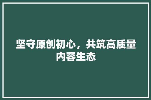 坚守原创初心，共筑高质量内容生态