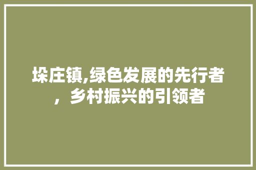 垛庄镇,绿色发展的先行者，乡村振兴的引领者