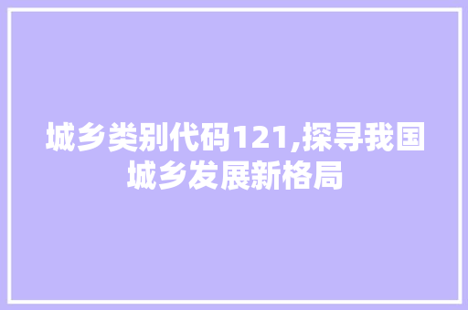 城乡类别代码121,探寻我国城乡发展新格局