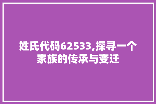 姓氏代码62533,探寻一个家族的传承与变迁