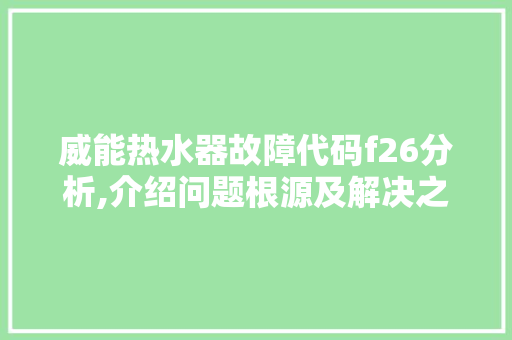 威能热水器故障代码f26分析,介绍问题根源及解决之路