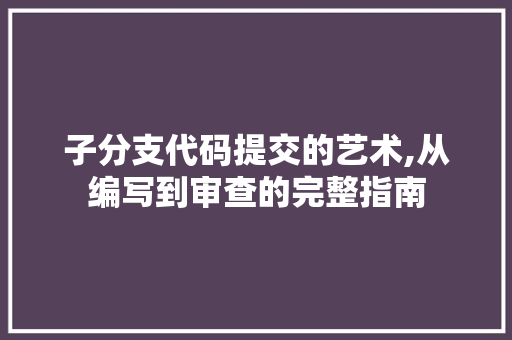 子分支代码提交的艺术,从编写到审查的完整指南