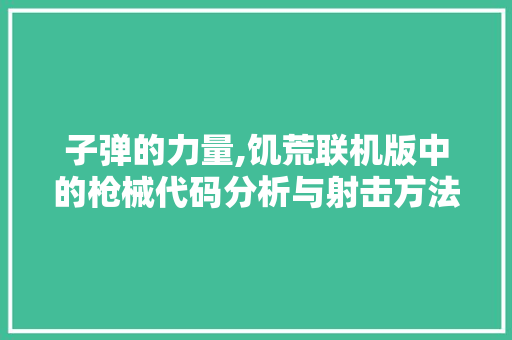 子弹的力量,饥荒联机版中的枪械代码分析与射击方法讨论