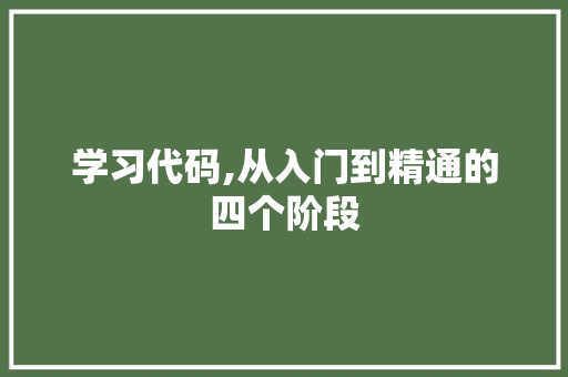 学习代码,从入门到精通的四个阶段