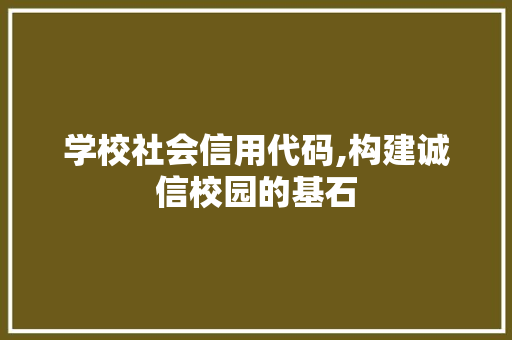 学校社会信用代码,构建诚信校园的基石