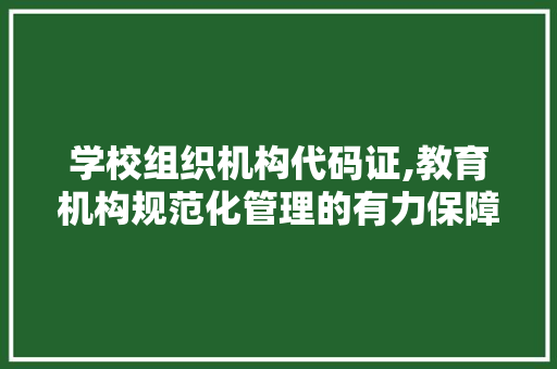 学校组织机构代码证,教育机构规范化管理的有力保障