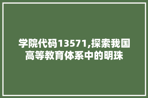 学院代码13571,探索我国高等教育体系中的明珠