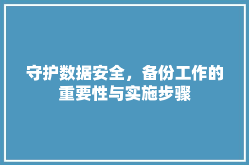 守护数据安全，备份工作的重要性与实施步骤