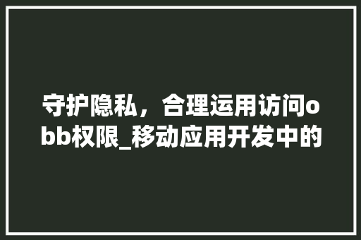 守护隐私，合理运用访问obb权限_移动应用开发中的安全之路