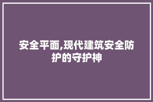 安全平面,现代建筑安全防护的守护神