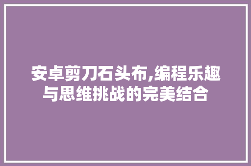 安卓剪刀石头布,编程乐趣与思维挑战的完美结合