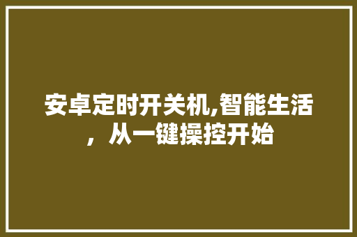 安卓定时开关机,智能生活，从一键操控开始