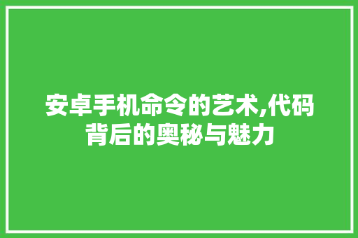 安卓手机命令的艺术,代码背后的奥秘与魅力